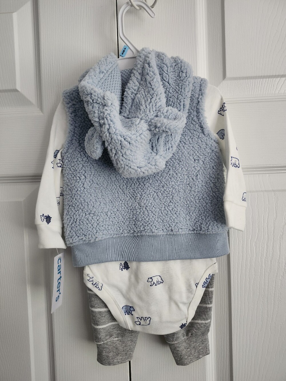 Carter's Light Blue Sherpa Hooded Vest Outfit - Picture 3 of 4